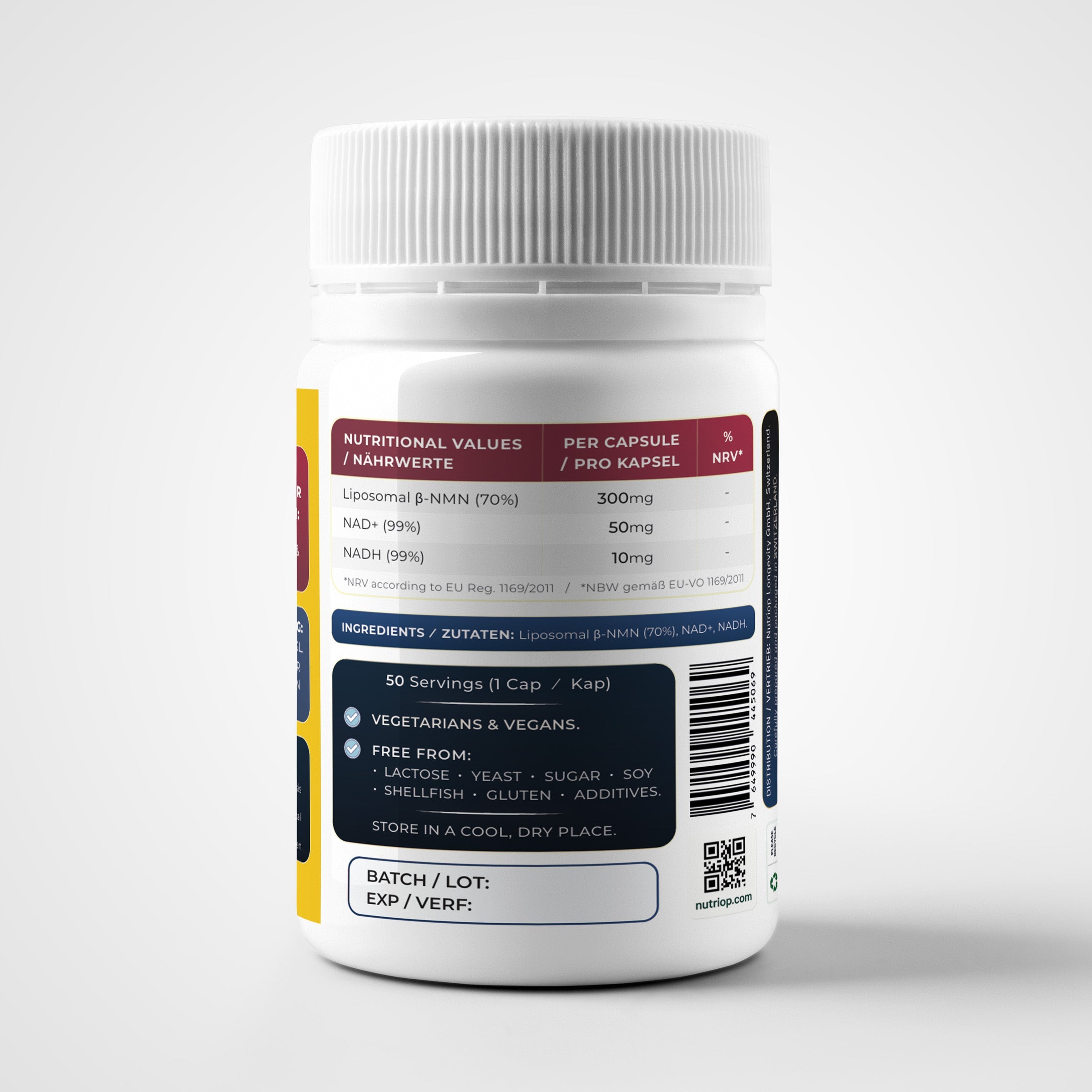 Nutriop® Max Strength Liposomal NMN PLUS+: Advanced Absorption NAD+ Complex (50 Capsules)